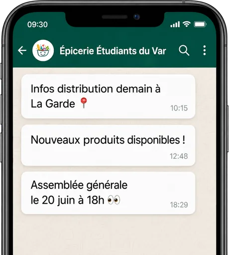 Aperçu du groupe WhatsApp Épicerie Étudiants