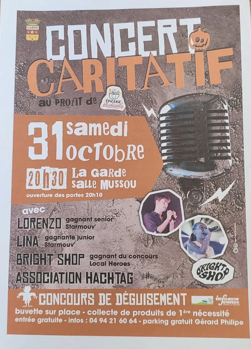 Affiche du concert caritatif organisé au profit de l’Épicerie Étudiants à La Garde